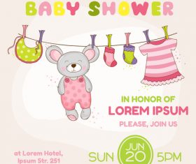 baby shower card with cartoon mouse vector 01