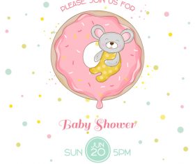 baby shower card with cartoon mouse vector 05