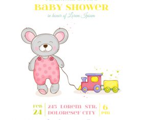 baby shower card with cartoon mouse vector 06