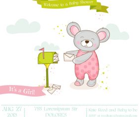 baby shower card with cartoon mouse vector 07
