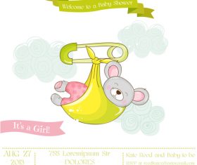 baby shower card with cartoon mouse vector 08