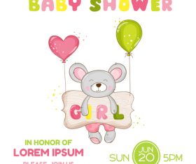 baby shower card with cartoon mouse vector 10