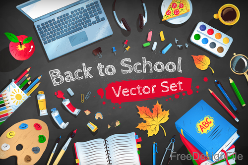 back to school accessories element background vector