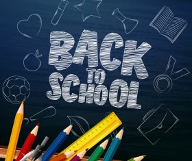 back to school background with stationery vector 01