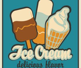 delicious ice cream retor poster vector
