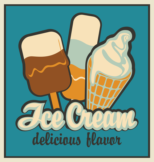 delicious ice cream retor poster vector