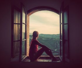 girl at the window Stock Photo 08