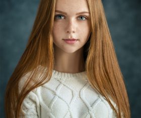 long hair blue eyes girl Stock Photo
