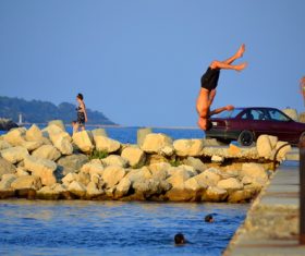 people tumble jump flip Stock Photo 13