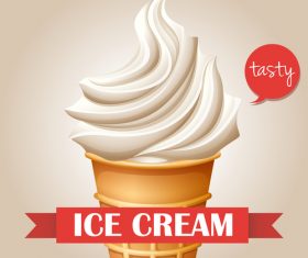 tasty ice cream with ribbon banner vector