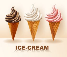 3 Kind Ice cream cone vector