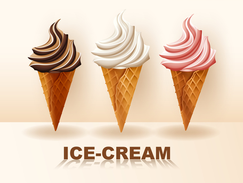 3 Kind Ice cream cone vector