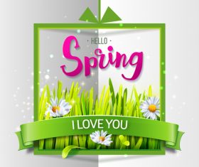 3D spring card template vector