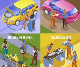 4 Kind car services template vector