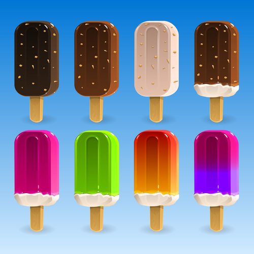 6 Kind colored Ice cream illustration vector