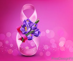 8 March women day and purple flower vector