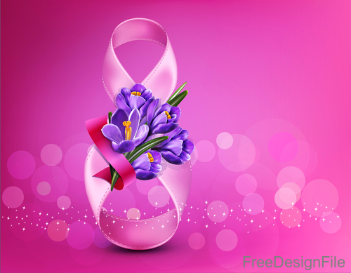 8 March women day and purple flower vector
