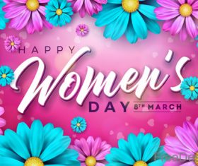 8 March women day with flower frame vector