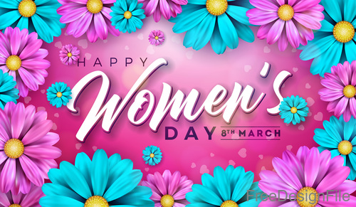 8 March women day with flower frame vector