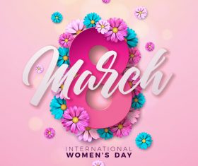 8 much women day with flower background vector
