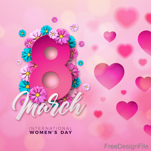 8 much women day with heart vector 01
