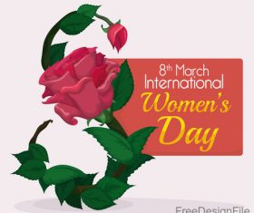 8 March women day card and flower vector