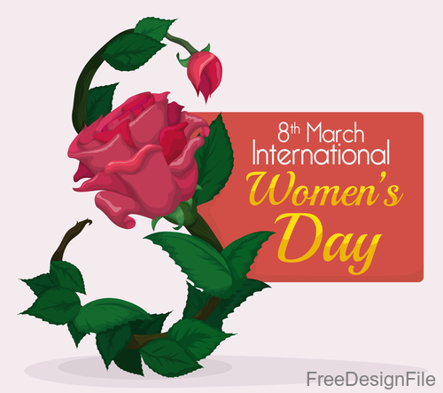 8 March women day card and flower vector