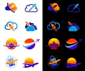 Aircraft rocket logos vector set
