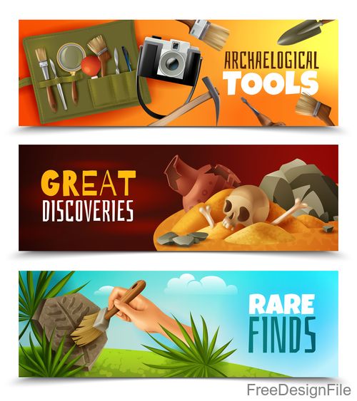 Archeology banners vector