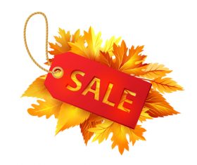 Autumn leaves with sale tags design vector 01
