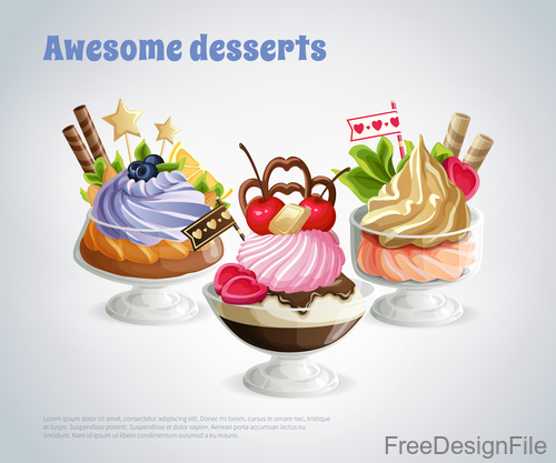 Awesome desserts cupcake design vector