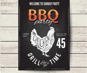 BBQ party flyer with chicken vector