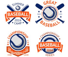 Baseball logos design vector set 01