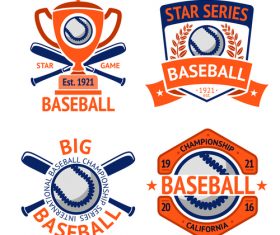 Baseball logos design vector set 02