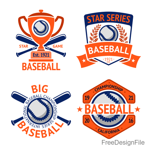 Baseball logos design vector set 02