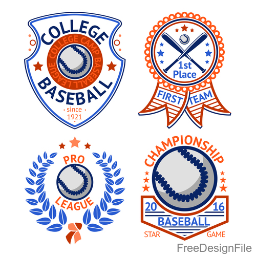 Baseball logos design vector set 03