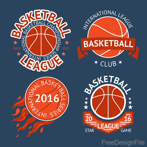 Basketball logos design vector set 02