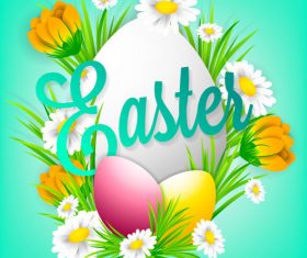 Beautiful flower with easter background vector
