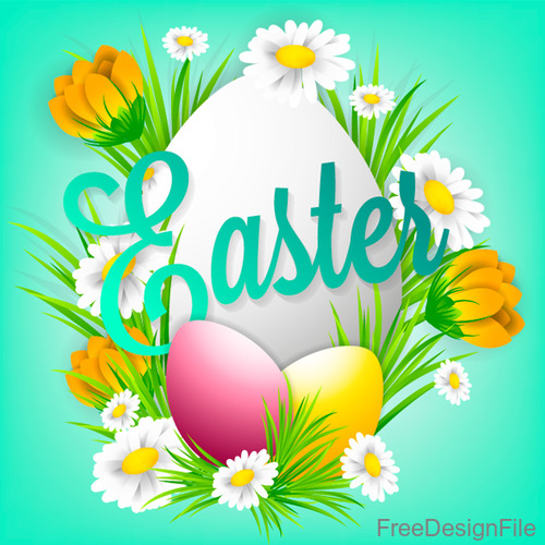 Beautiful flower with easter background vector