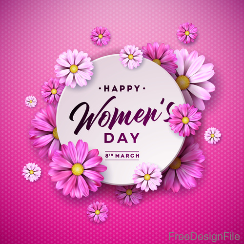 Beautiful flower with women day background vector free download