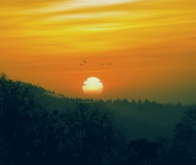 Beautiful scenery at sunrise Stock Photo