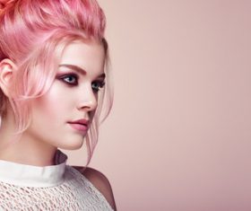 Beautiful woman face makeup artist applies eyeshadow Stock Photo 02