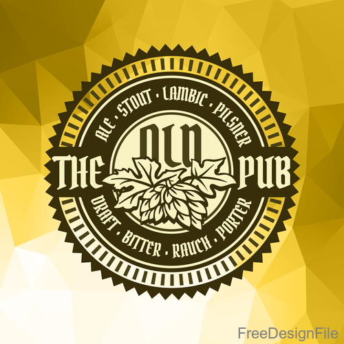 Beer badge with Geometric polygon background vector 01