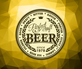 Beer badge with Geometric polygon background vector 02