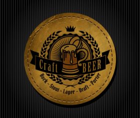 Beer badge with black background vectors 02