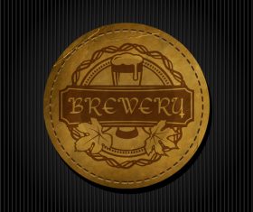Beer badge with black background vectors 04