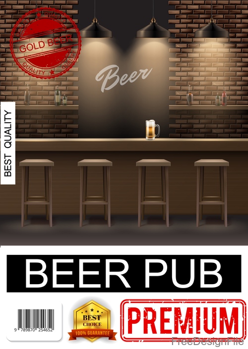 Beer pub creative poster vector