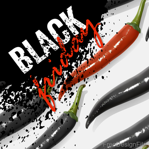 Black friday background with pepper vector