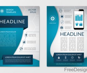 Blue styles company brochure template vectors 02