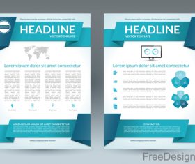 Blue styles company brochure template vectors 05